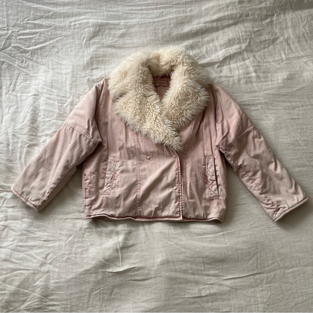Free People Light Pink Lolo Denim Jacket Size XS